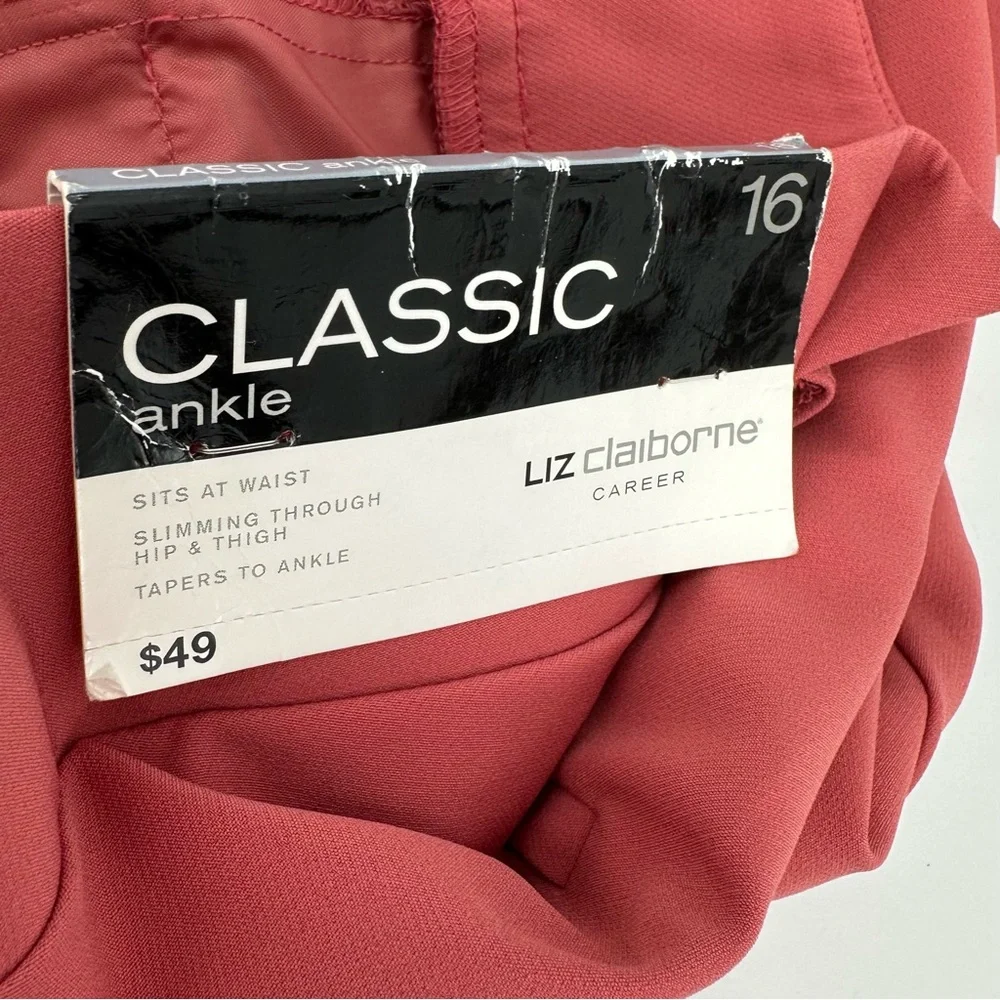 Liz Claiborne Pants Womens 16 Career Classic Dusty Cedar Ankle Taper Office NWD